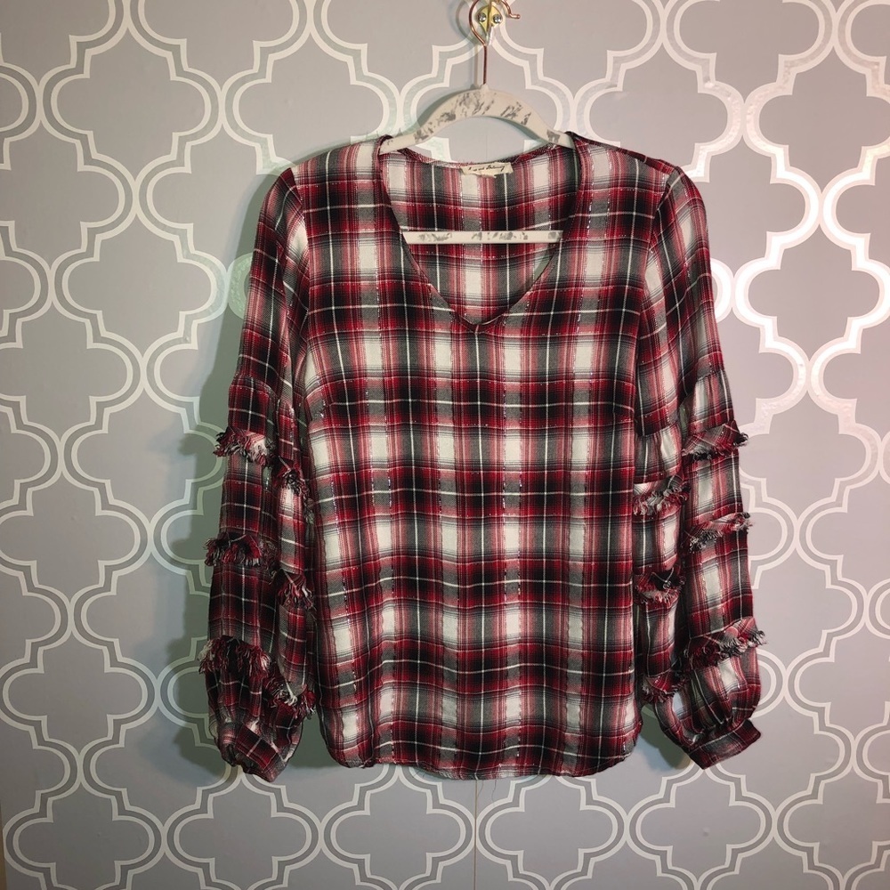 Jane and Delancey plaid top